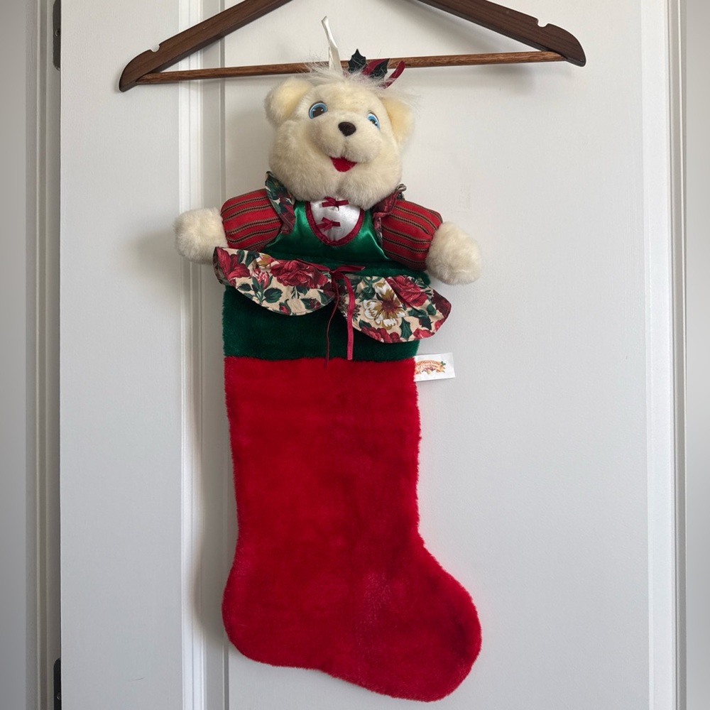 Vintage 1993 Kmart The Merry Gifts of Christmas Stocking White Teddy Bear